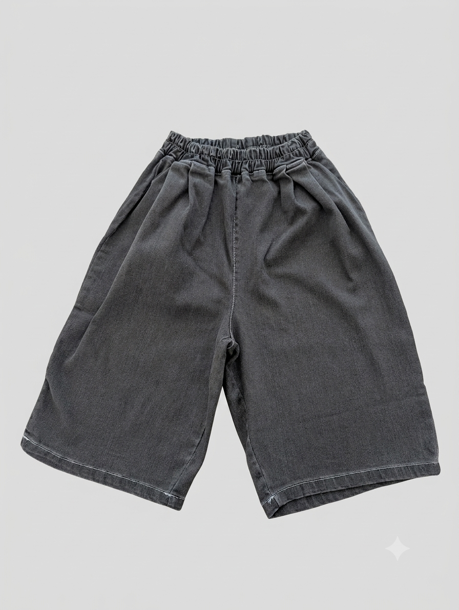 Washed Denim Shorts